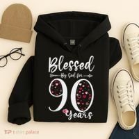 Blessed by God For 90 Years Old 90th Birthday Gift For WoM.e.n Hoodie thumb 4