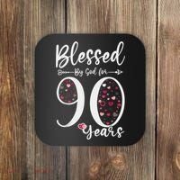 Blessed by God For 90 Years Old 90th Birthday Gift For WoM.e.n Coaster thumb 0
