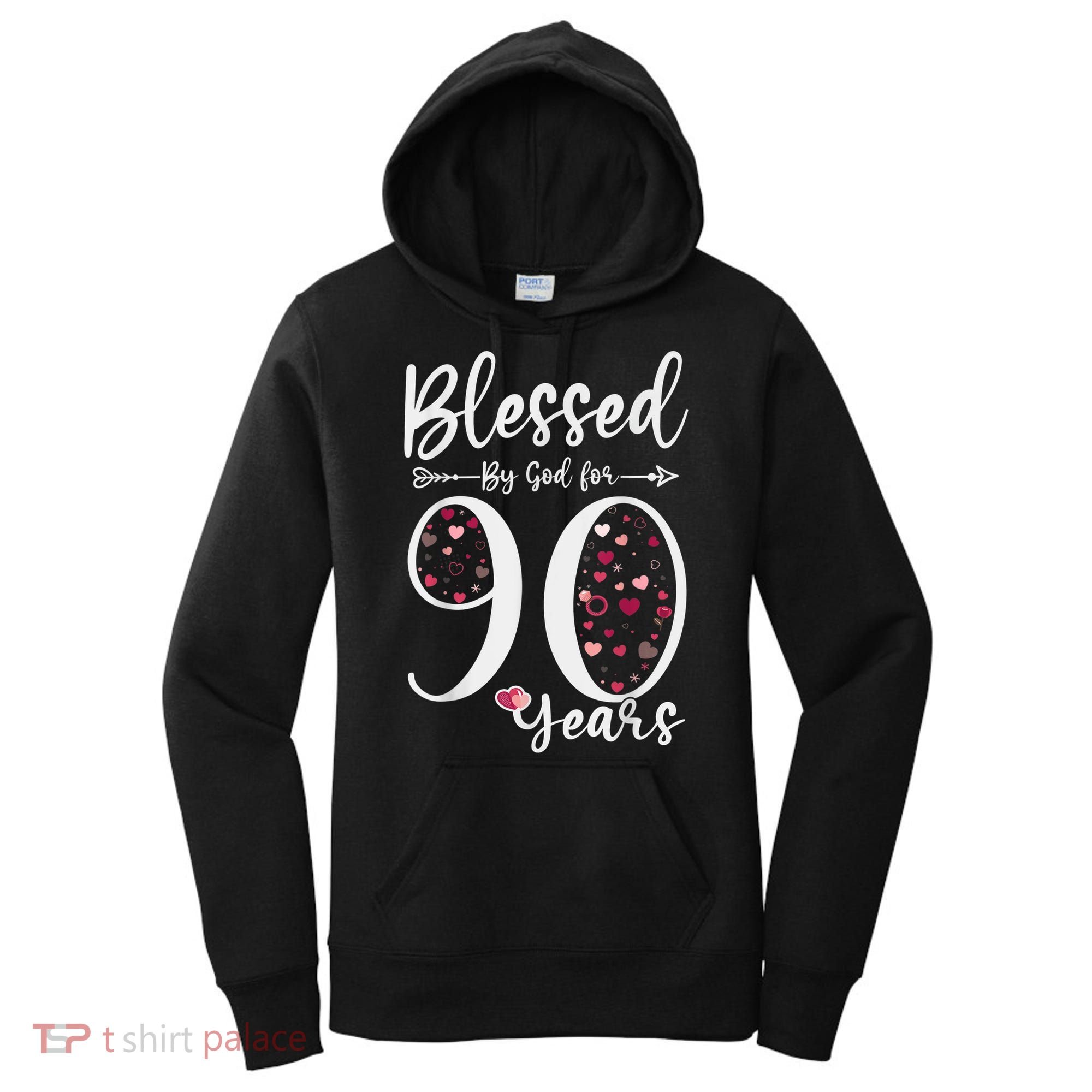 Blessed by God For 90 Years Old 90th Birthday Gift For WoM.e.n Women's Hoodie