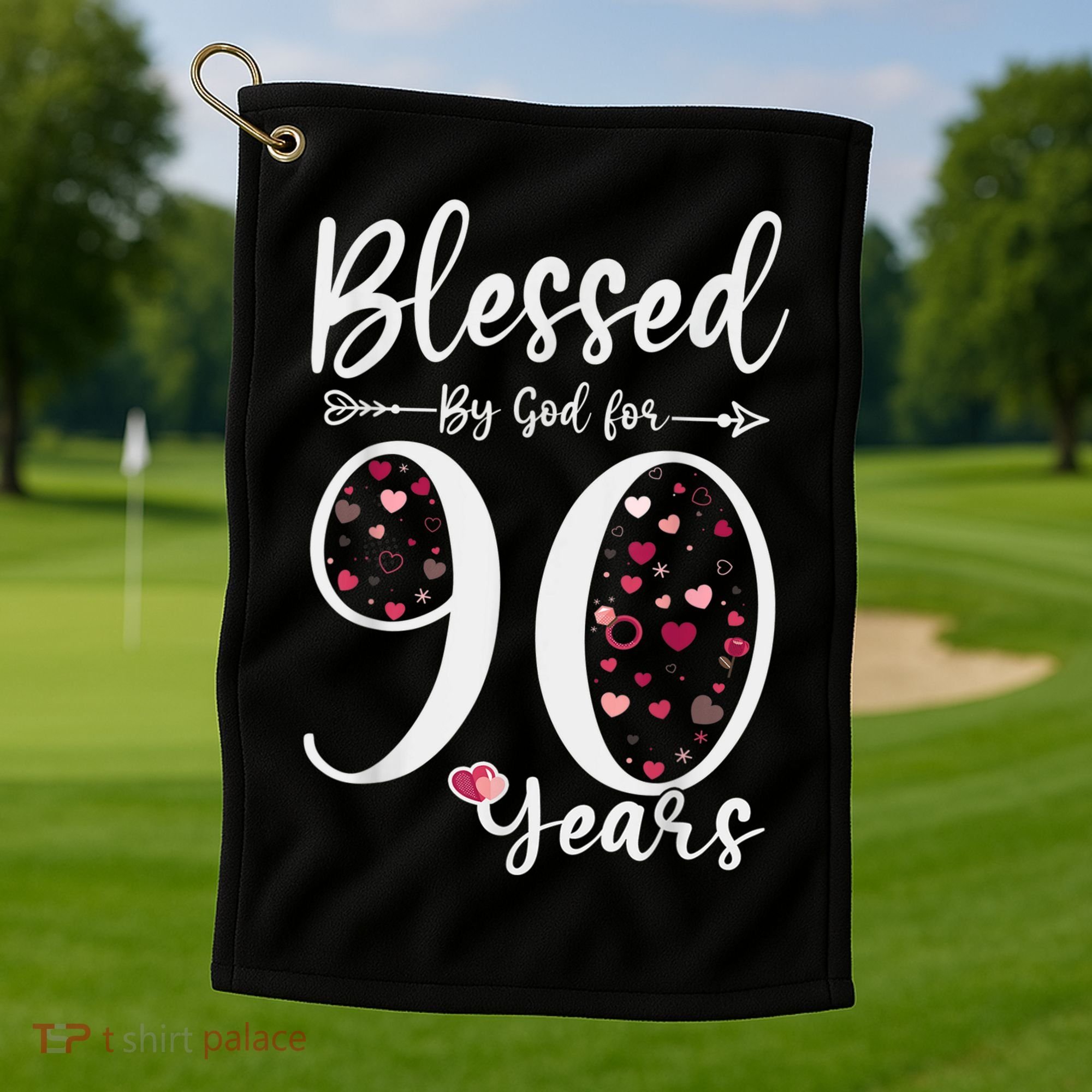 Blessed by God For 90 Years Old 90th Birthday Gift For WoM.e.n Golf Towel