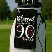 Blessed by God For 90 Years Old 90th Birthday Gift For WoM.e.n Golf Towel thumb 2