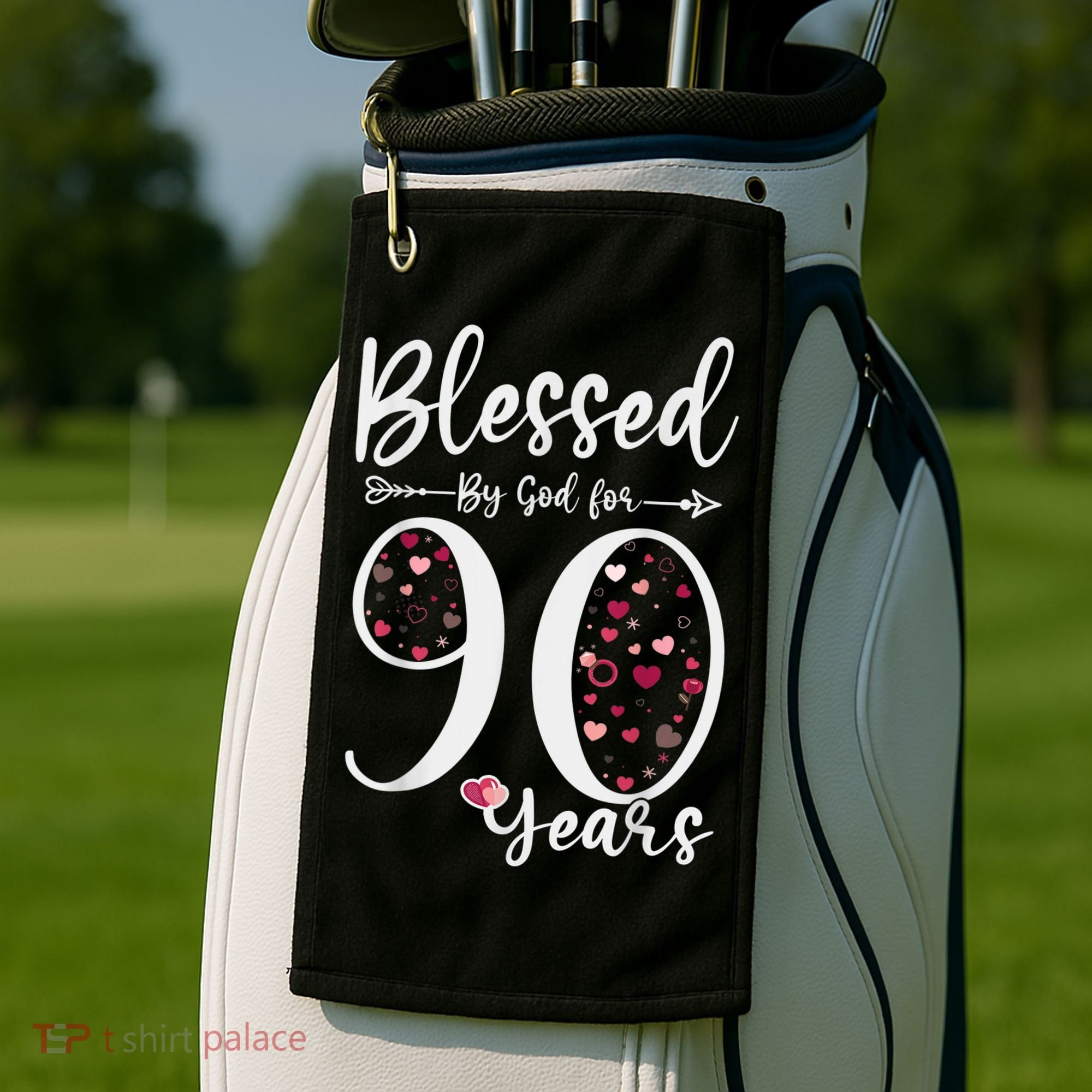 Blessed by God For 90 Years Old 90th Birthday Gift For WoM.e.n Golf Towel