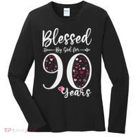 Blessed by God For 90 Years Old 90th Birthday Gift For WoM.e.n Women's Long Sleeve Shirt thumb 0