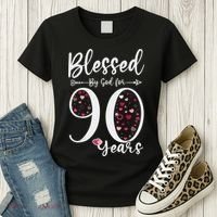 Blessed by God For 90 Years Old 90th Birthday Gift For WoM.e.n Women's T-Shirt thumb 3