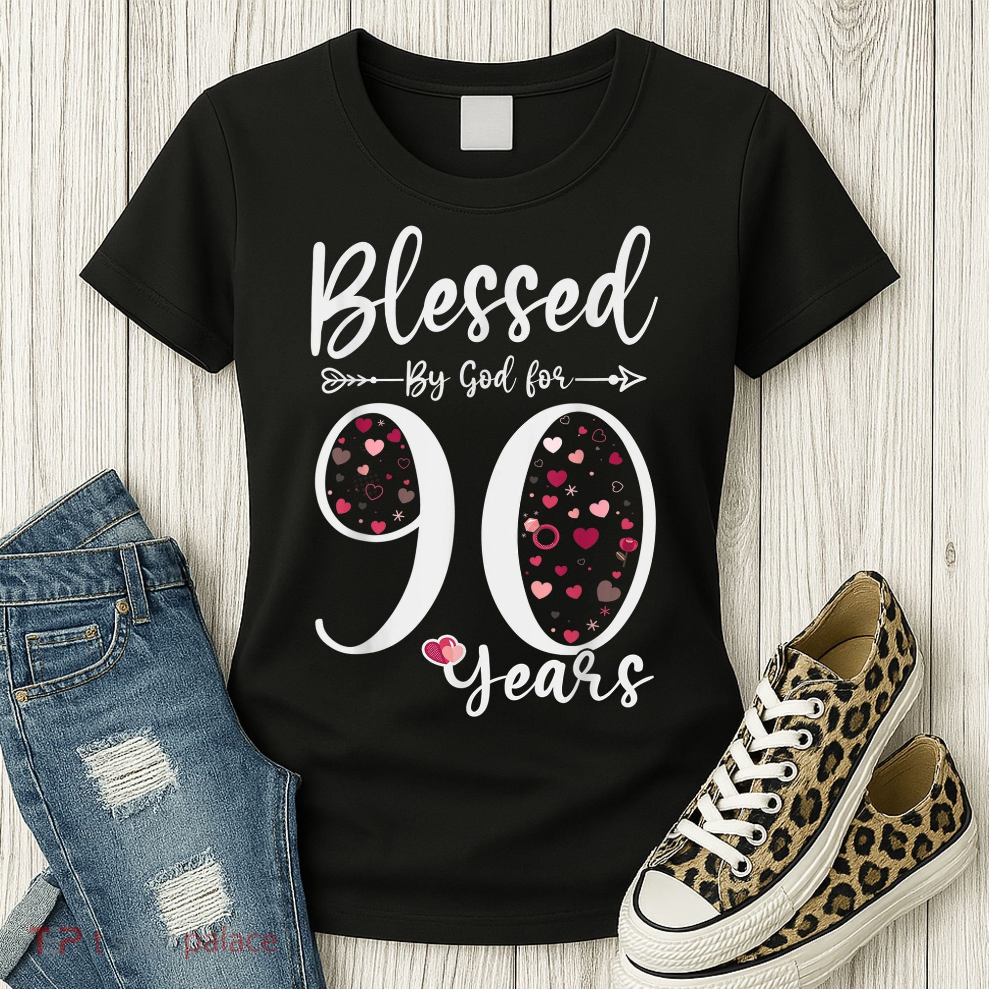 Blessed by God For 90 Years Old 90th Birthday Gift For WoM.e.n Women's T-Shirt