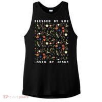 Blessed By God Loved By Jesus Wildflower Christian Ladies PosiCharge Tri-Blend Wicking Tank thumb 0