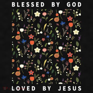 Blessed By God Loved By Jesus Wildflower Christian Ladies PosiCharge Tri-Blend Wicking Tank
