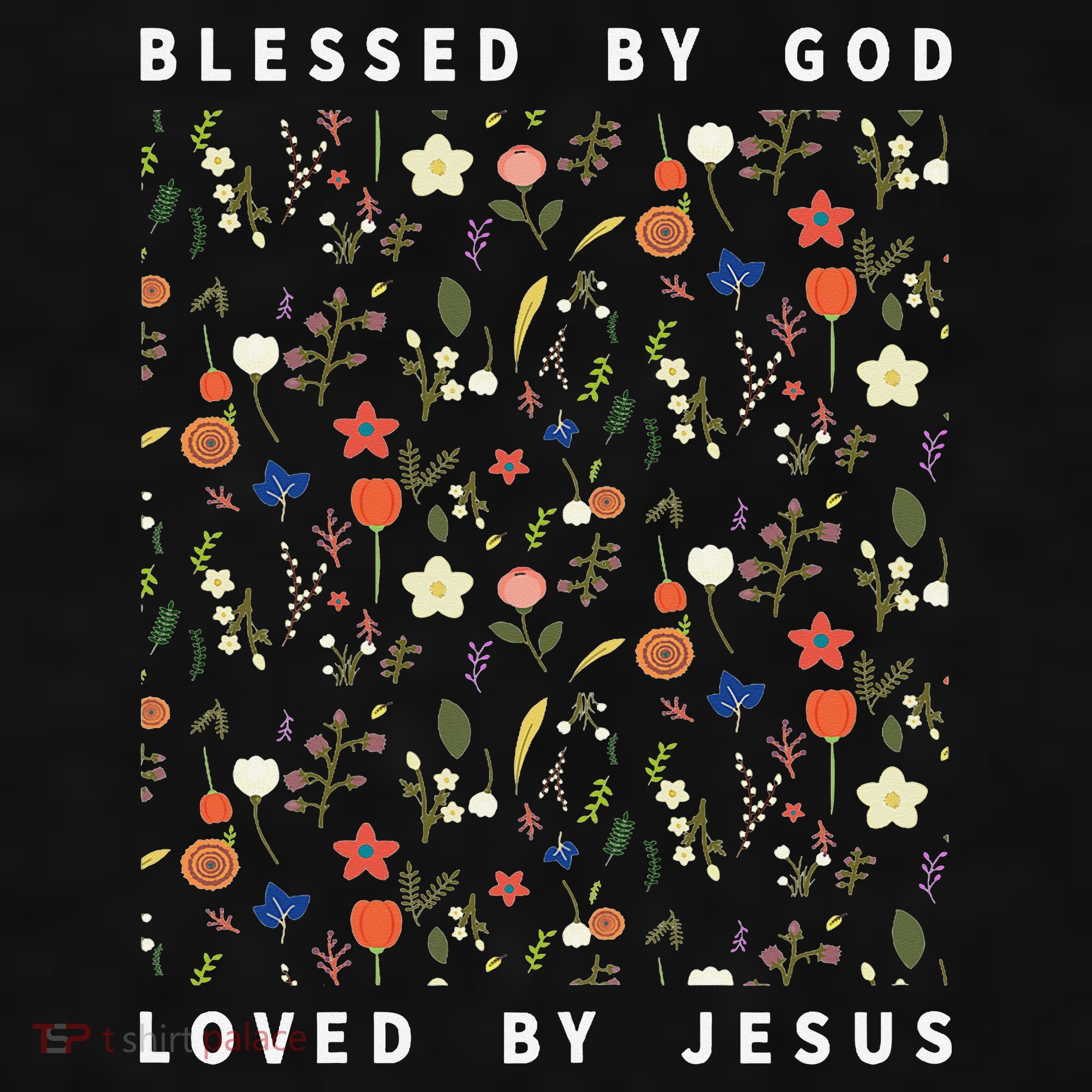 Blessed By God Loved By Jesus Wildflower Christian Ladies PosiCharge Tri-Blend Wicking Tank