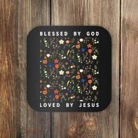 Blessed By God Loved By Jesus Wildflower Christian Coaster thumb 0