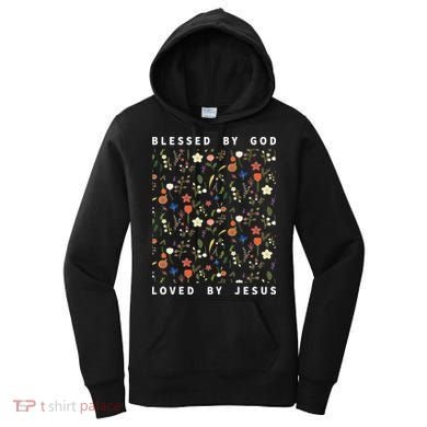 Blessed By God Loved By Jesus Wildflower Christian Women's Hoodie