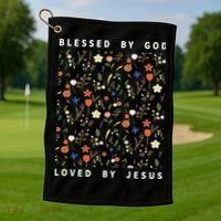 Blessed By God Loved By Jesus Wildflower Christian Golf Towel thumb 1