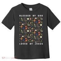 Blessed By God Loved By Jesus Wildflower Christian Toddler T-Shirt thumb 0