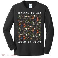 Blessed By God Loved By Jesus Wildflower Christian Kids Long Sleeve Shirt thumb 0