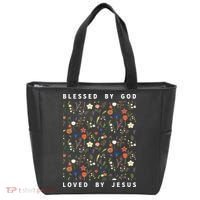 Blessed By God Loved By Jesus Wildflower Christian Tote Bag thumb 0
