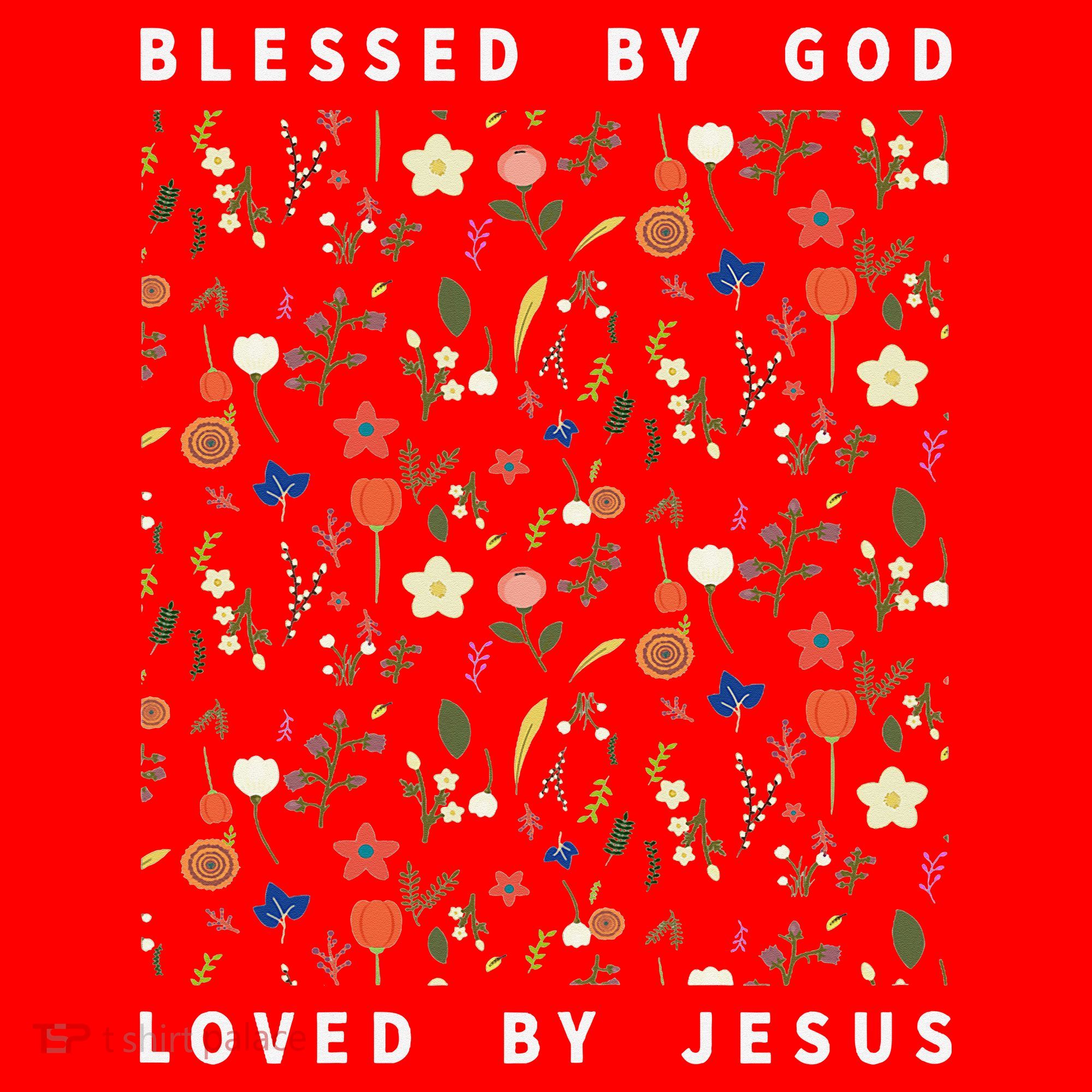 Blessed By God Loved By Jesus Wildflower Christian Santa Hat