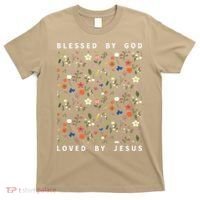 Blessed By God Loved By Jesus Wildflower Christian T-Shirt thumb 0