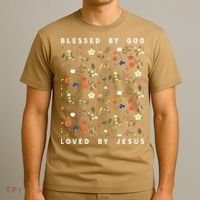 Blessed By God Loved By Jesus Wildflower Christian T-Shirt thumb 3
