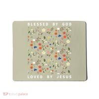 Blessed By God Loved By Jesus Wildflower Christian Mousepad thumb 0