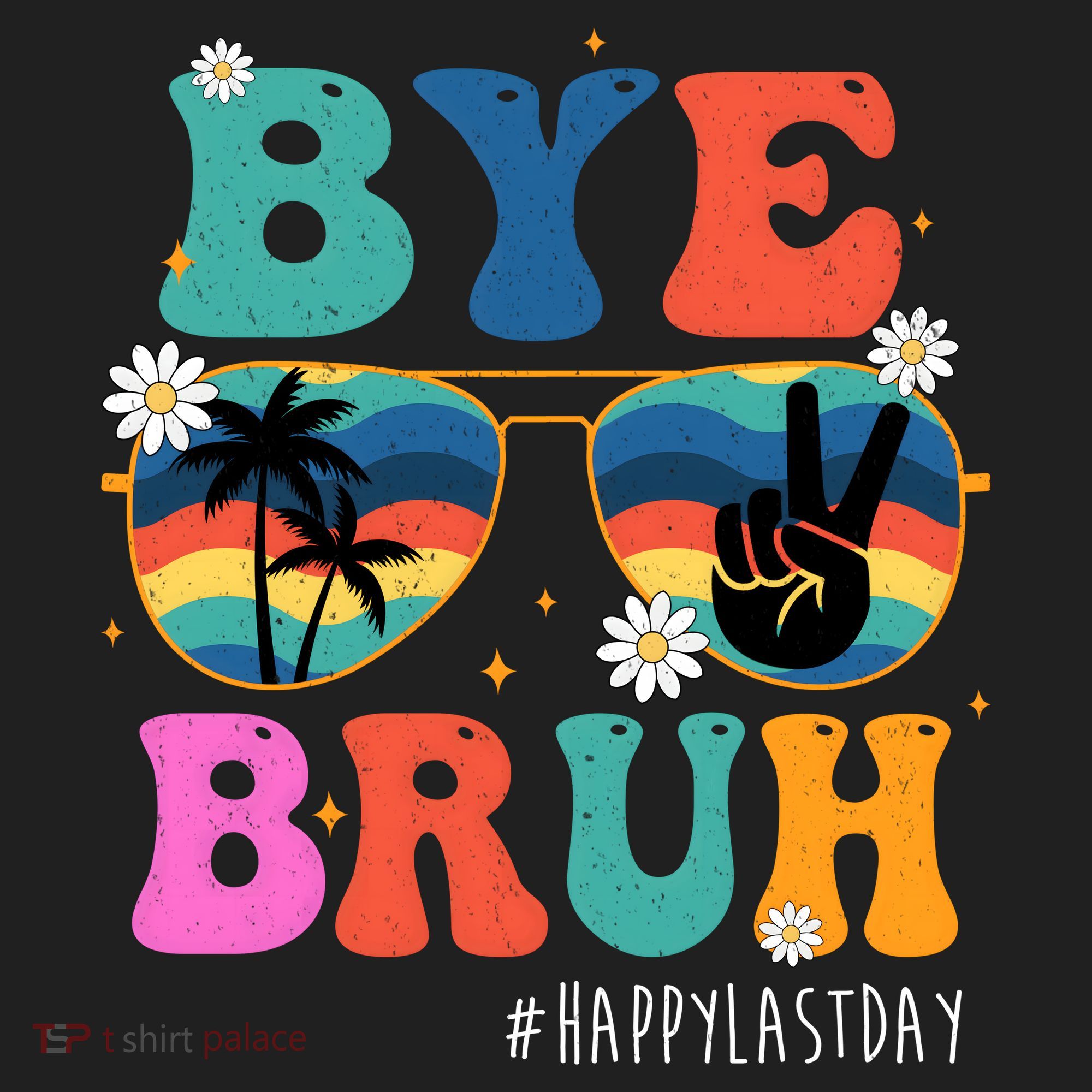 Bye Bruh Happy Last Day Of School Retro Hippie Women's Sweatshirt