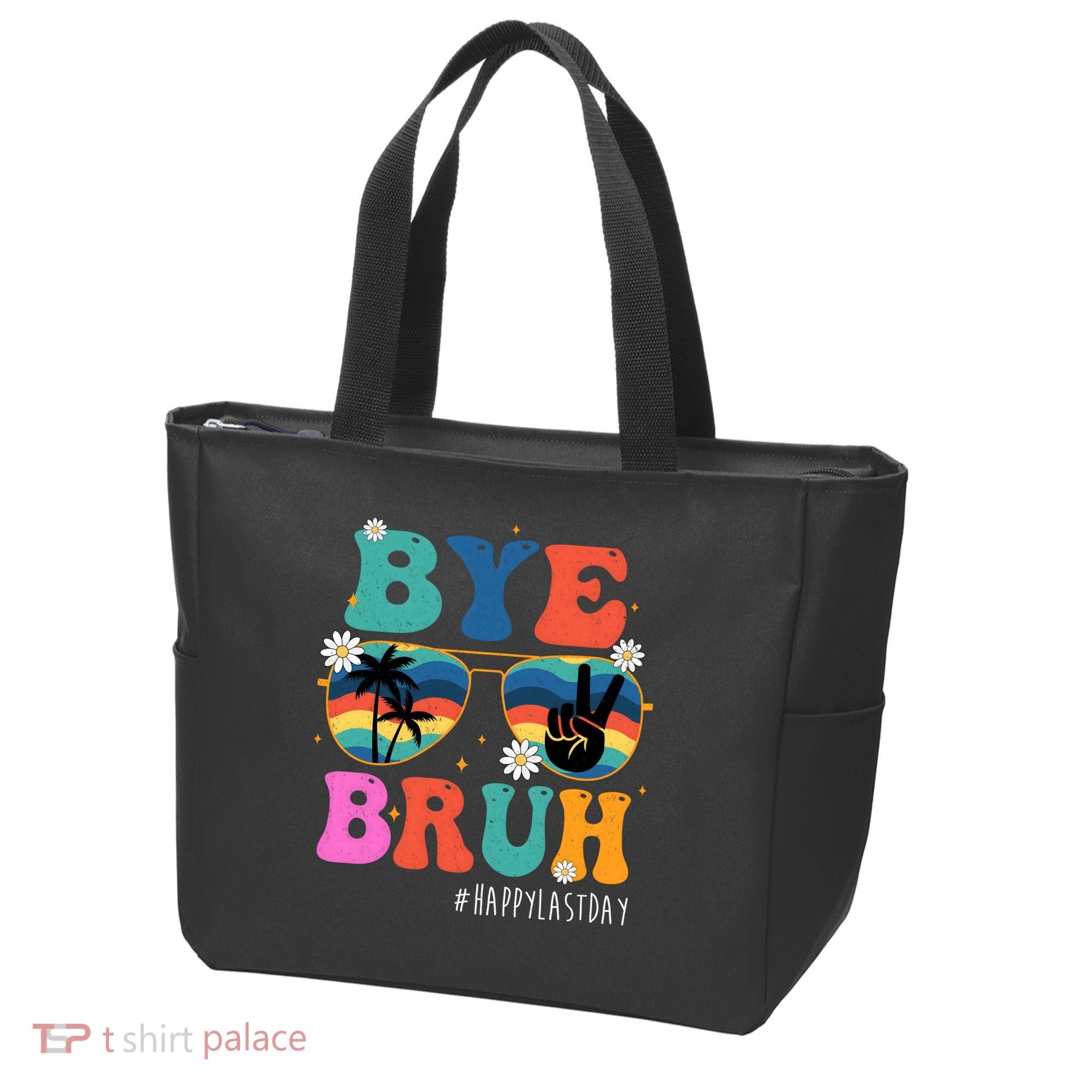Bye Bruh Happy Last Day Of School Retro Hippie Tote Bag