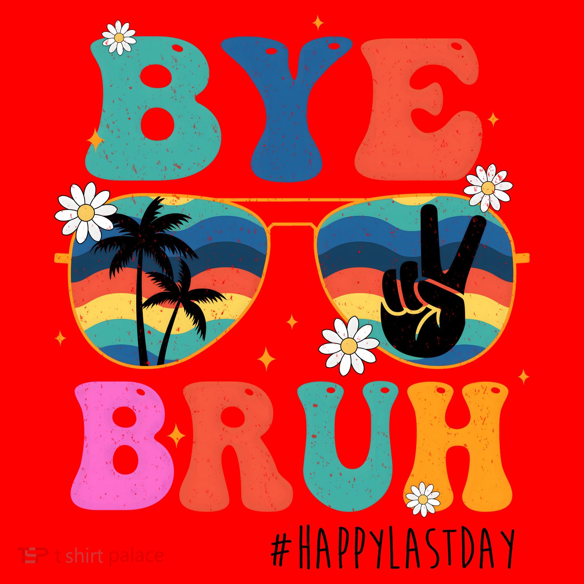 Bye Bruh Happy Last Day Of School Retro Hippie Santa Hat