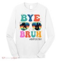Bye Bruh Happy Last Day Of School Retro Hippie Long Sleeve Shirt thumb 0
