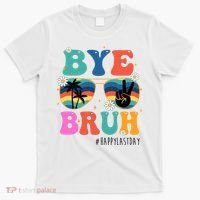 Bye Bruh Happy Last Day Of School Retro Hippie T-Shirt thumb 0