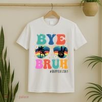 Bye Bruh Happy Last Day Of School Retro Hippie T-Shirt thumb 2