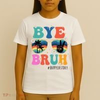 Bye Bruh Happy Last Day Of School Retro Hippie T-Shirt thumb 4