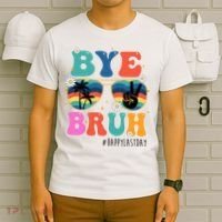 Bye Bruh Happy Last Day Of School Retro Hippie T-Shirt thumb 6