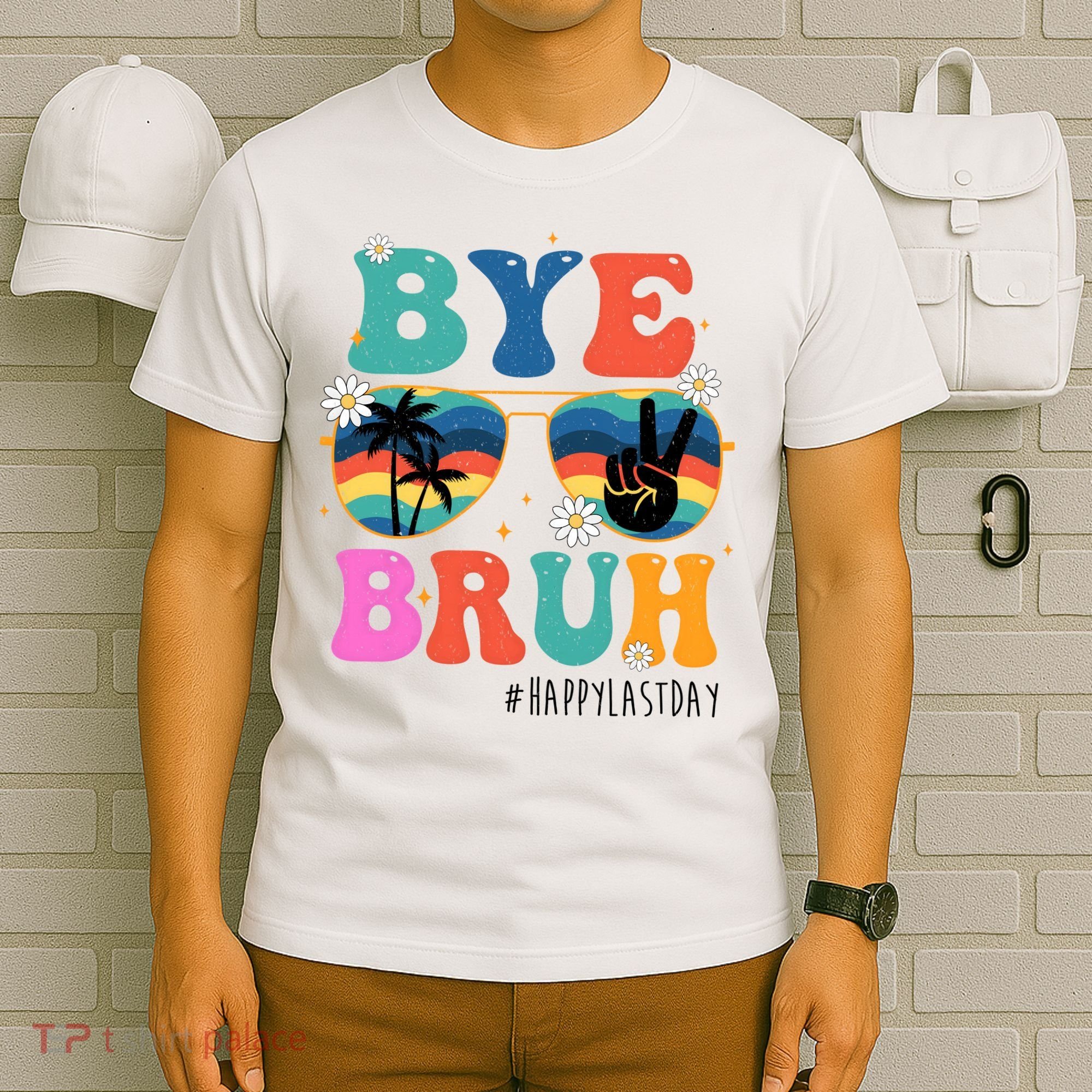 Bye Bruh Happy Last Day Of School Retro Hippie T-Shirt