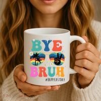 Bye Bruh Happy Last Day Of School Retro Hippie Coffee Mug thumb 3