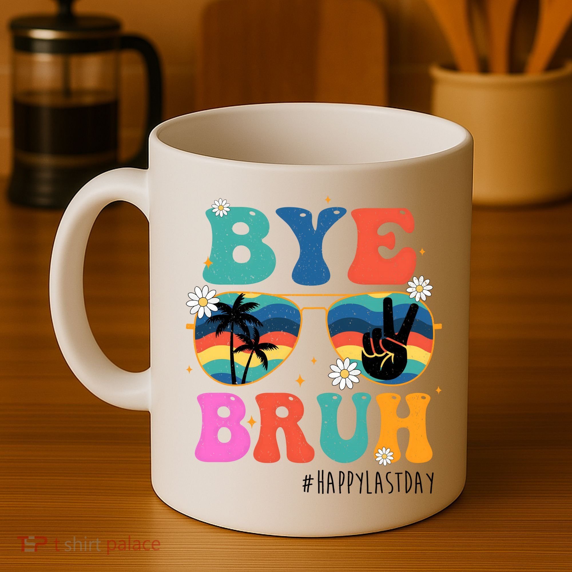 Bye Bruh Happy Last Day Of School Retro Hippie Coffee Mug