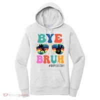 Bye Bruh Happy Last Day Of School Retro Hippie Women's Hoodie thumb 0