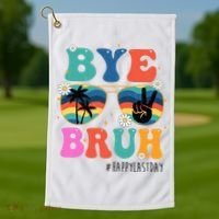 Bye Bruh Happy Last Day Of School Retro Hippie Golf Towel thumb 1