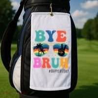 Bye Bruh Happy Last Day Of School Retro Hippie Golf Towel thumb 2