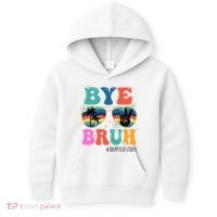 Bye Bruh Happy Last Day Of School Retro Hippie Kids Hoodie thumb 0
