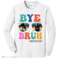 Bye Bruh Happy Last Day Of School Retro Hippie Kids Long Sleeve Shirt thumb 0
