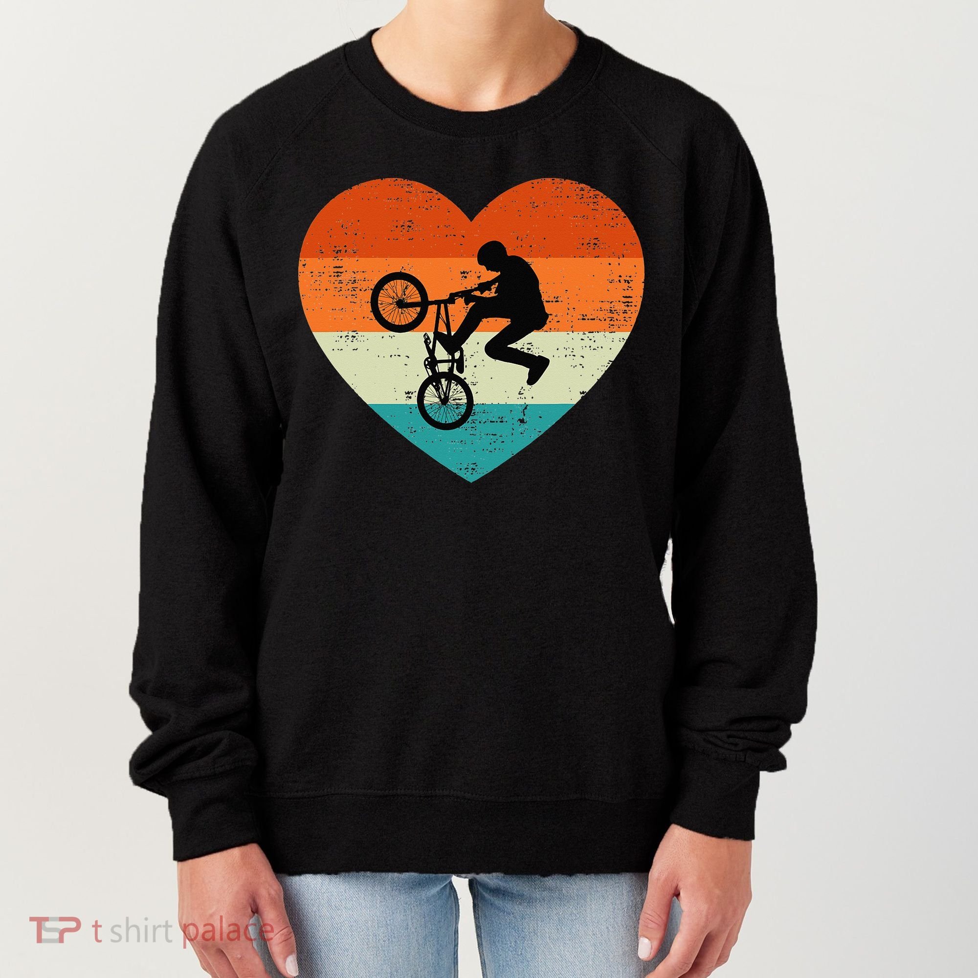 BMX Biker Heart Love Retro Valentines Day Women's Sweatshirt