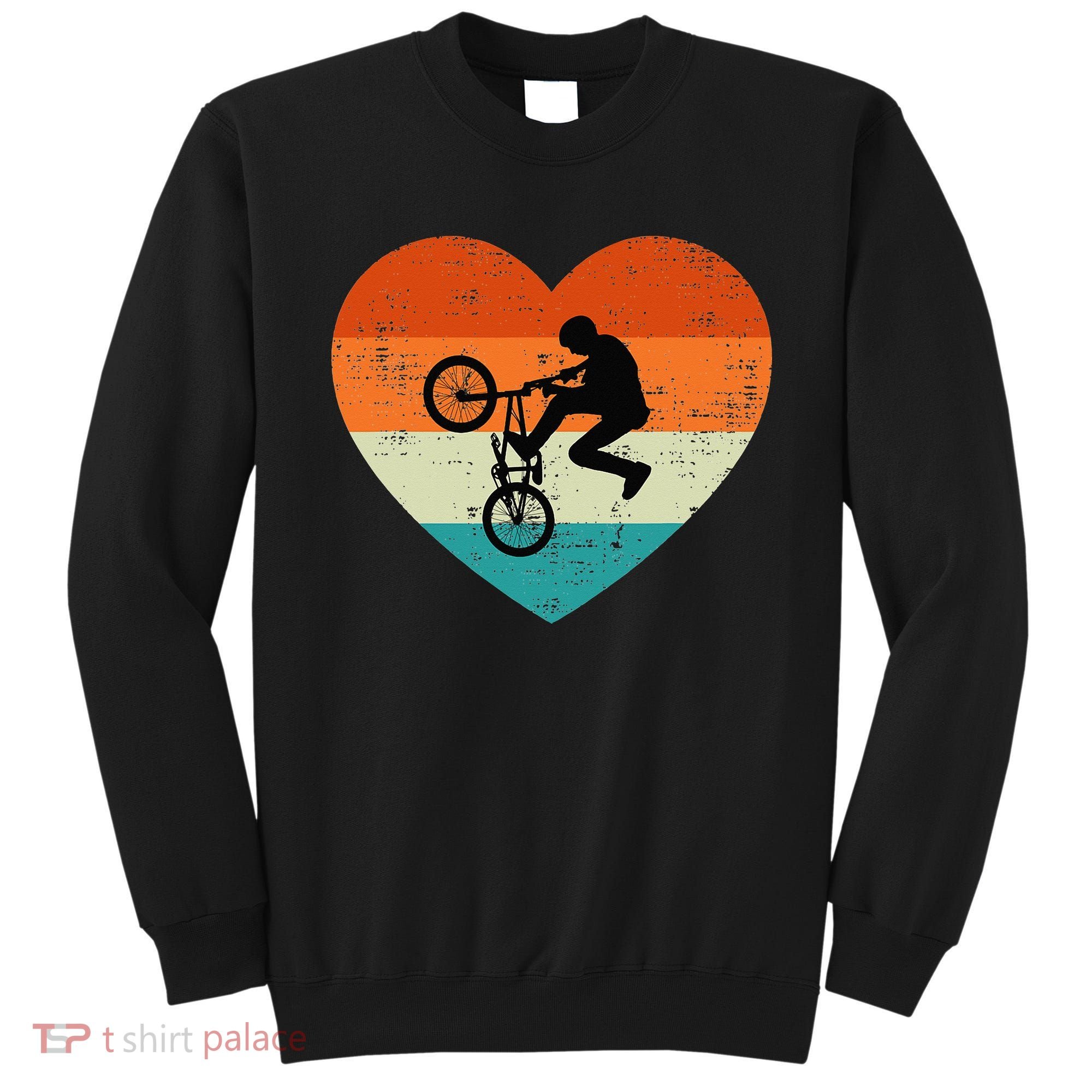 BMX Biker Heart Love Retro Valentines Day Sweatshirt