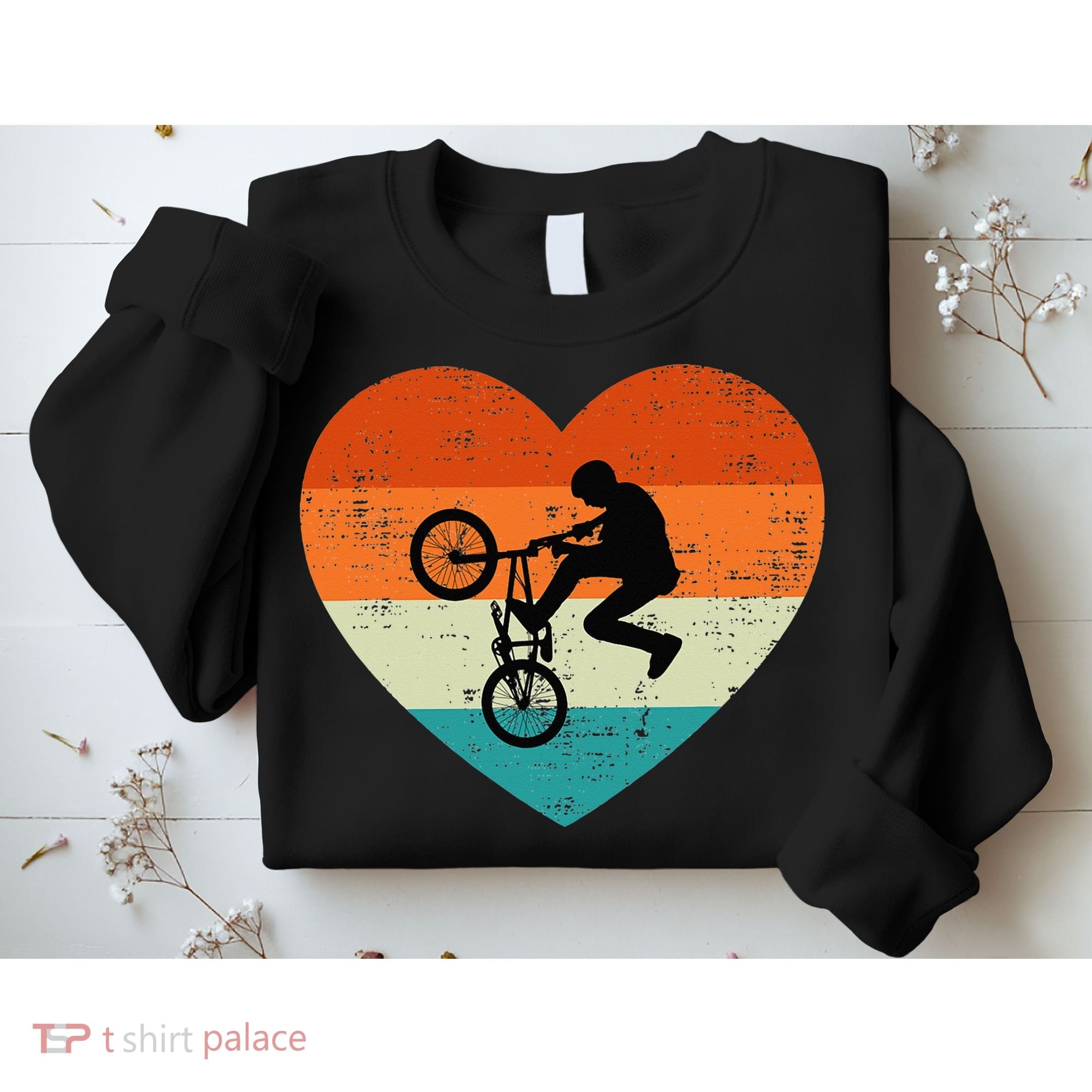 BMX Biker Heart Love Retro Valentines Day Sweatshirt