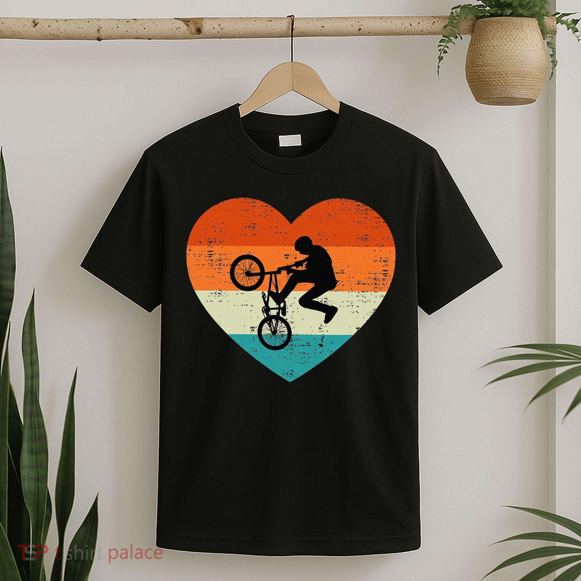 BMX Biker Heart Love Retro Valentines Day T-Shirt