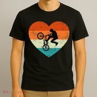 BMX Biker Heart Love Retro Valentines Day T-Shirt thumb 3