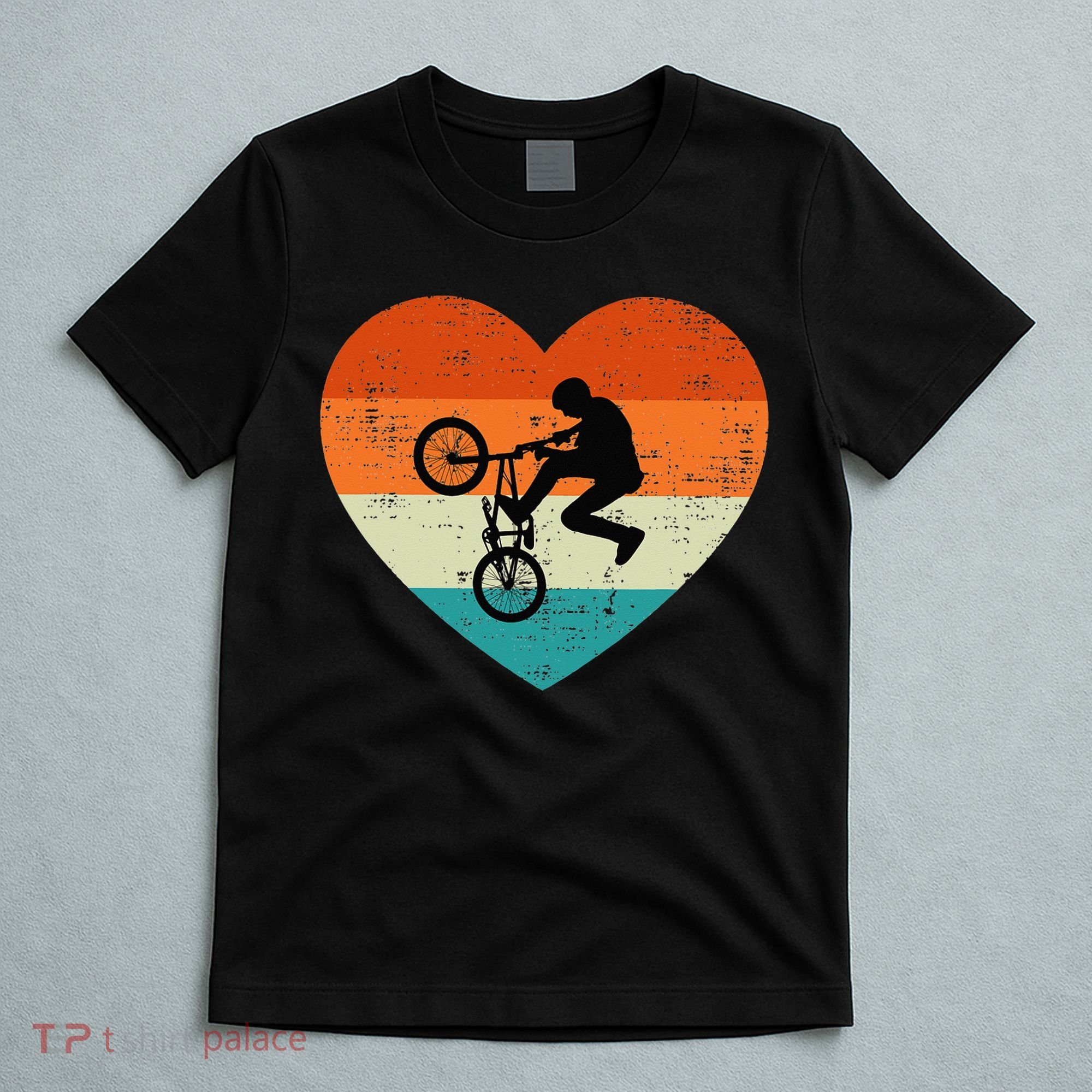 BMX Biker Heart Love Retro Valentines Day T-Shirt