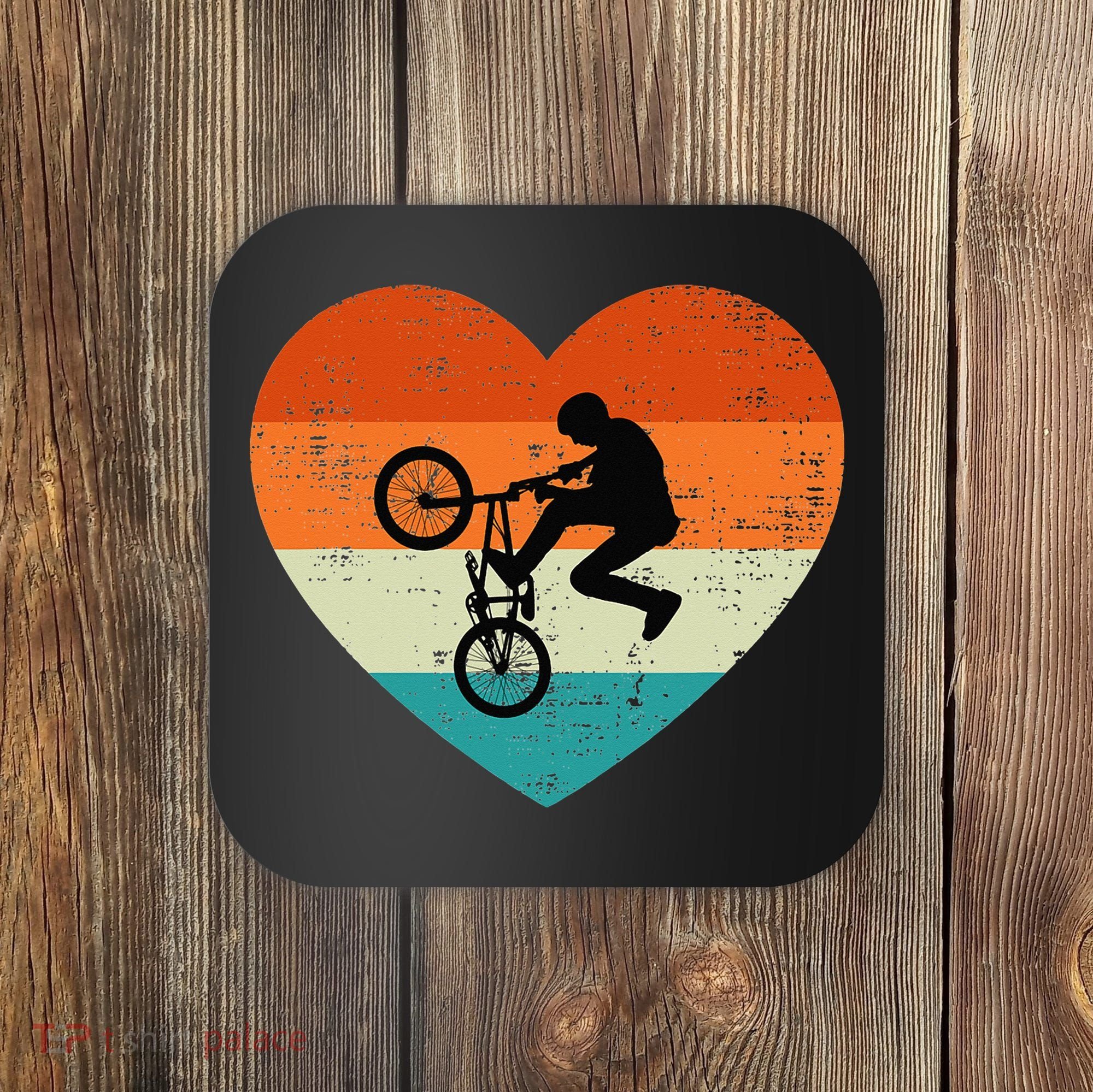 BMX Biker Heart Love Retro Valentines Day Coaster