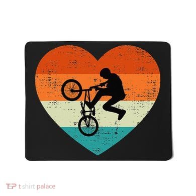 BMX Biker Heart Love Retro Valentines Day Mousepad