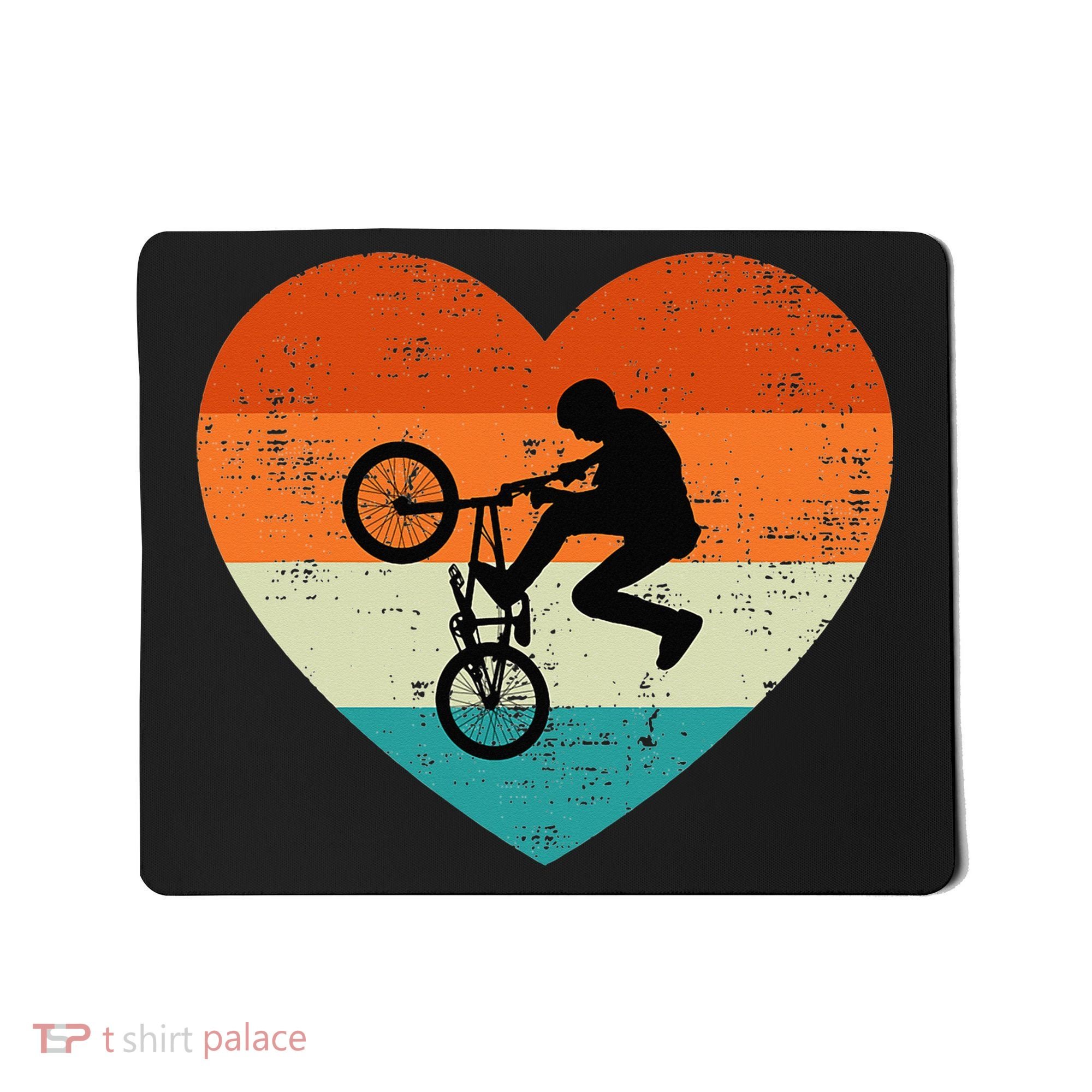 BMX Biker Heart Love Retro Valentines Day Mousepad