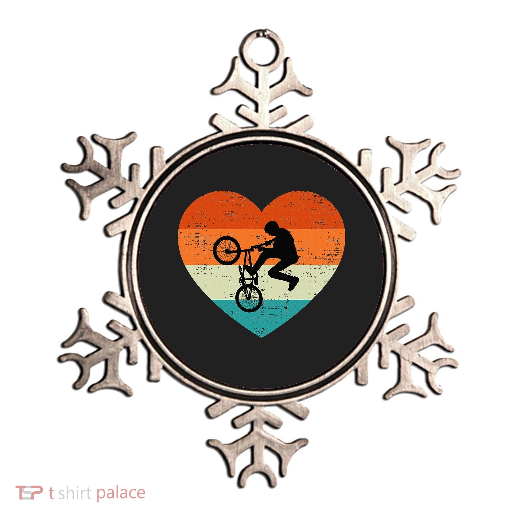 BMX Biker Heart Love Retro Valentines Day Ornament