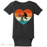 BMX Biker Heart Love Retro Valentines Day Baby Bodysuit thumb 0