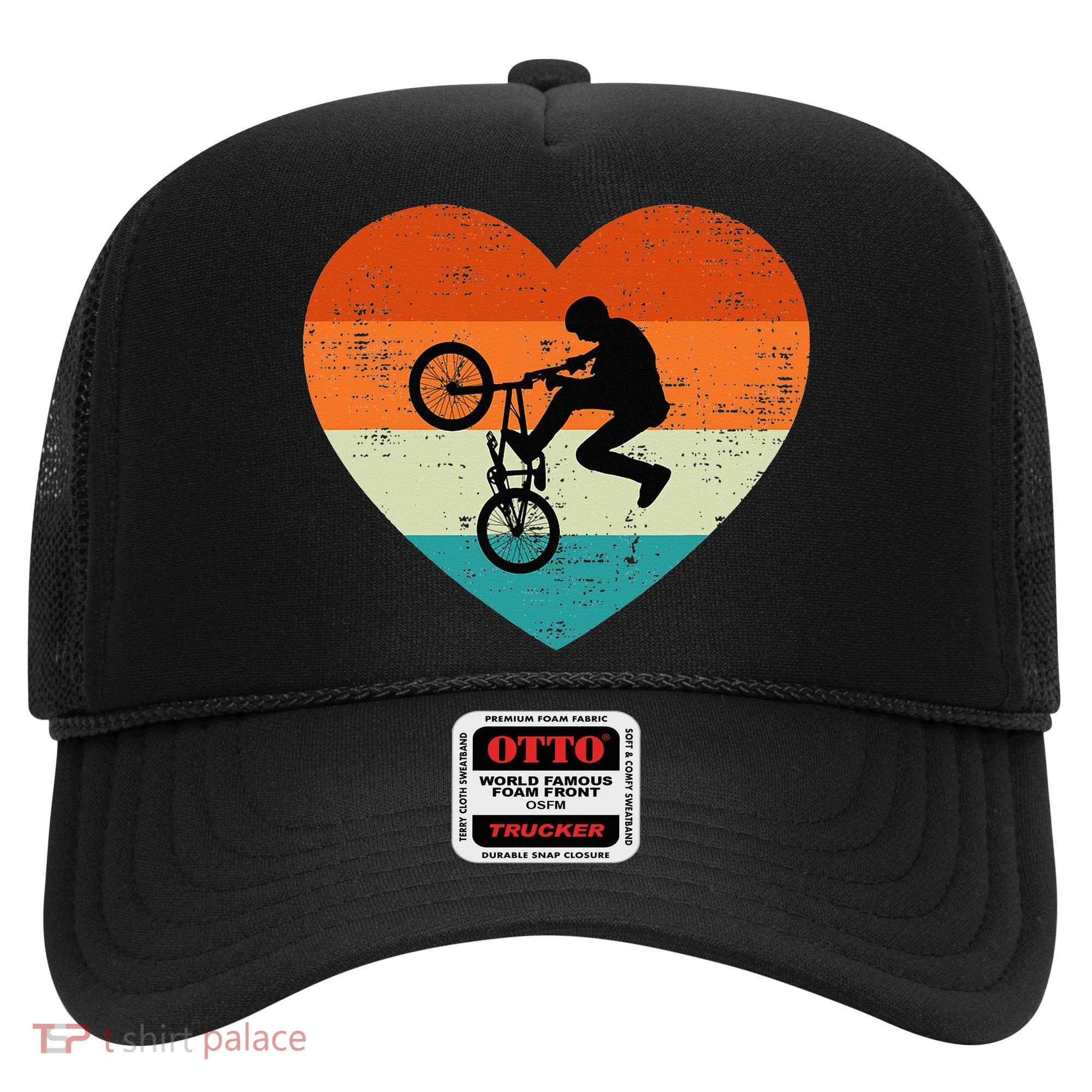 BMX Biker Heart Love Retro Valentines Day Hat